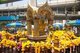The Erawan Shrine, underneath the Chit Lom Skytrain station in Bangkok, represents the four-headed Hindu god of creation, Brahma (Phra Phrom), and was erected in 1956 after a series of fatal mishaps befell the construction of the original Erawan Hotel.<br/><br/>

Brahmā is the Hindu god (deva) of creation and one of the Trimūrti, the others being Viṣņu (Vishnu) and Śiva (Shiva). According to the Brahmā Purāņa, he is the father of Manu, and from Manu all human beings are descended. In the Rāmāyaņa and the Mahābhārata, he is often referred to as the progenitor or great grandsire of all human beings.